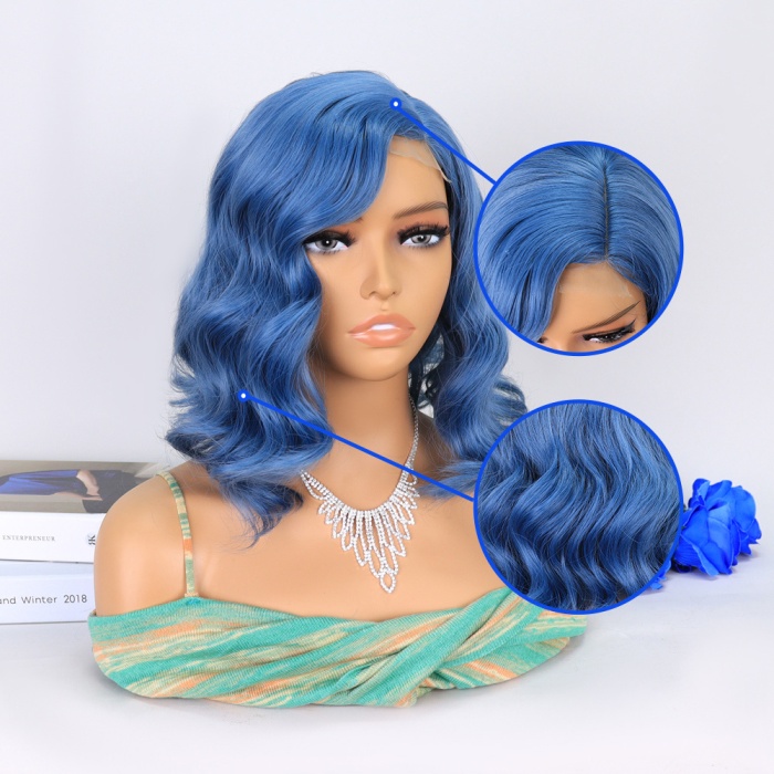 Açık Parlement Mavisi Yan Tül Peruk