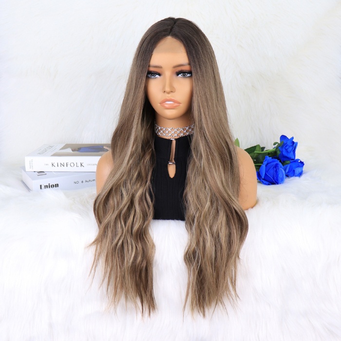 Kahverengi Kumral Ombreli Balköpüğü Işıltılı Tül Peruk