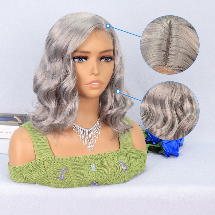 Silver Gri Yan Tül Peruk