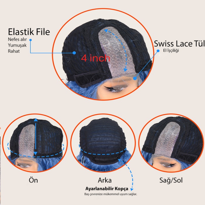 Açık Yeşil Yan Tül Peruk