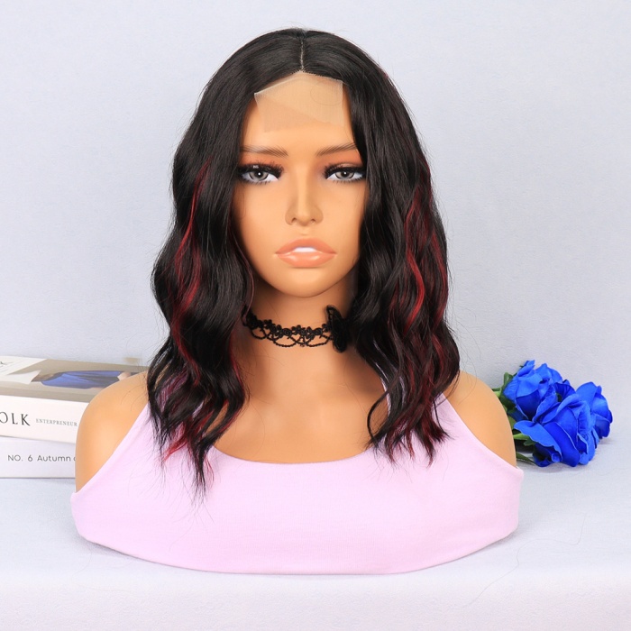 Siyah Kızıl Işıltılı Tül Peruk