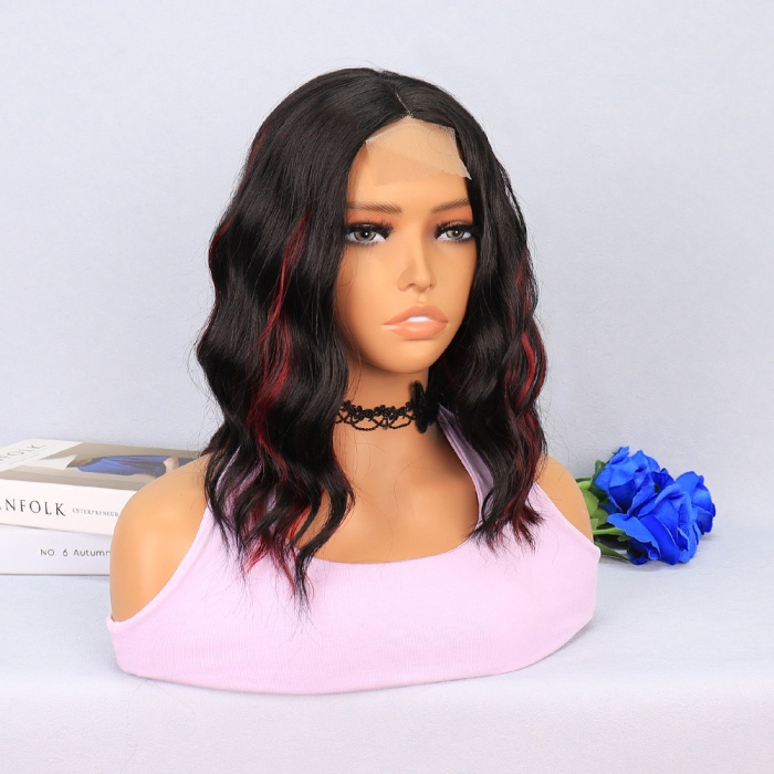 Siyah Kızıl Işıltılı Tül Peruk