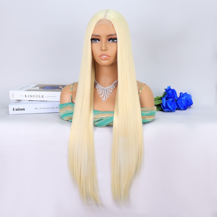 Platin Sarısı Ekstra Uzun Tül Peruk