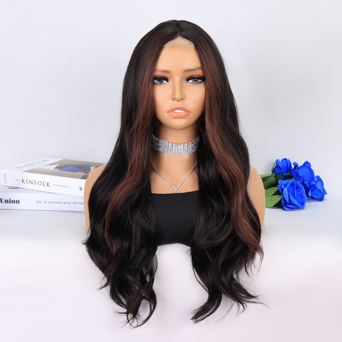 Koyu Kestane Perçemler Kahverengi Tül Peruk