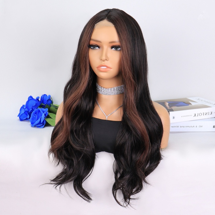 Koyu Kestane Perçemler Kahverengi Tül Peruk