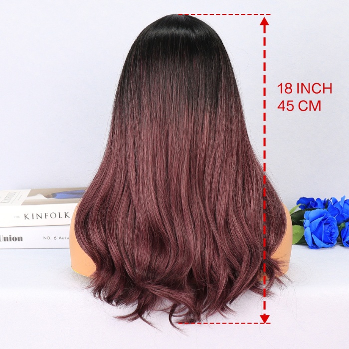 Siyah Açık Kızıl Ombreli Tül Peruk