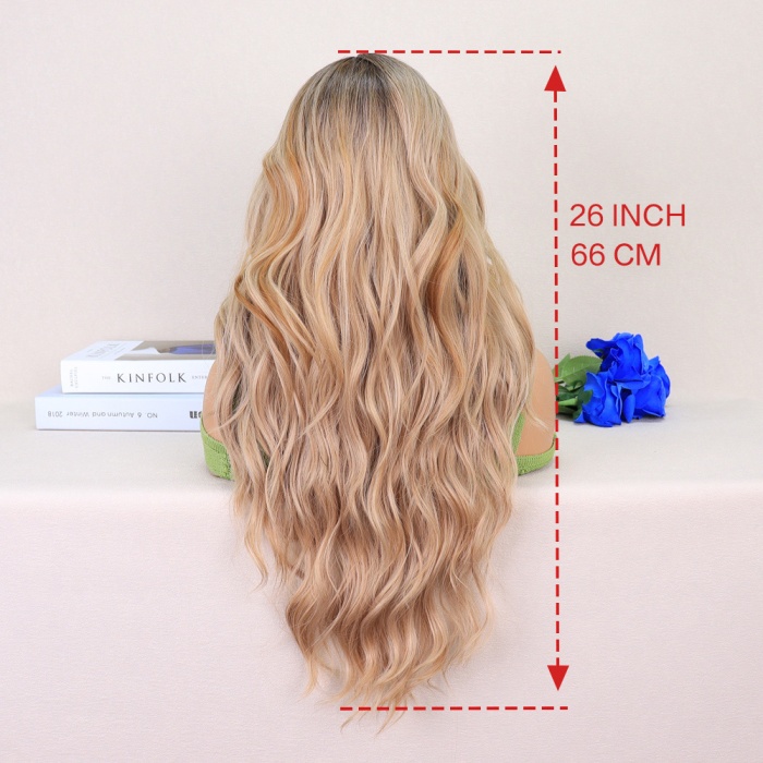 Koyu Kumral Dore Sarı Ombreli Perçemler Bakır Işıltılı Tül Peruk