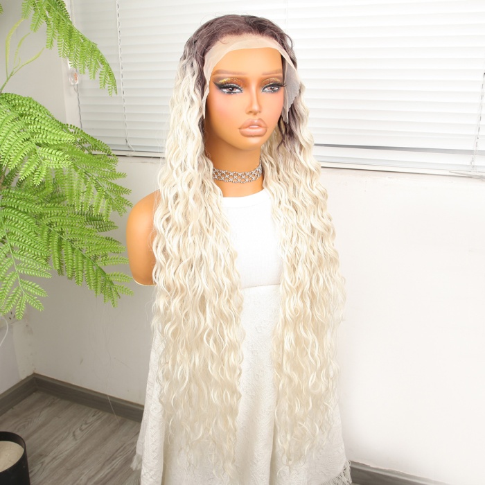 Açık Kumral Platin Ombreli Fiber Sentetik Tül Peruk