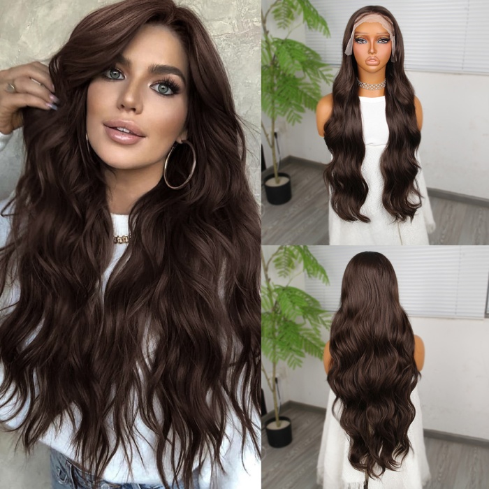 Koyu Kumral Fiber Sentetik Tül Peruk