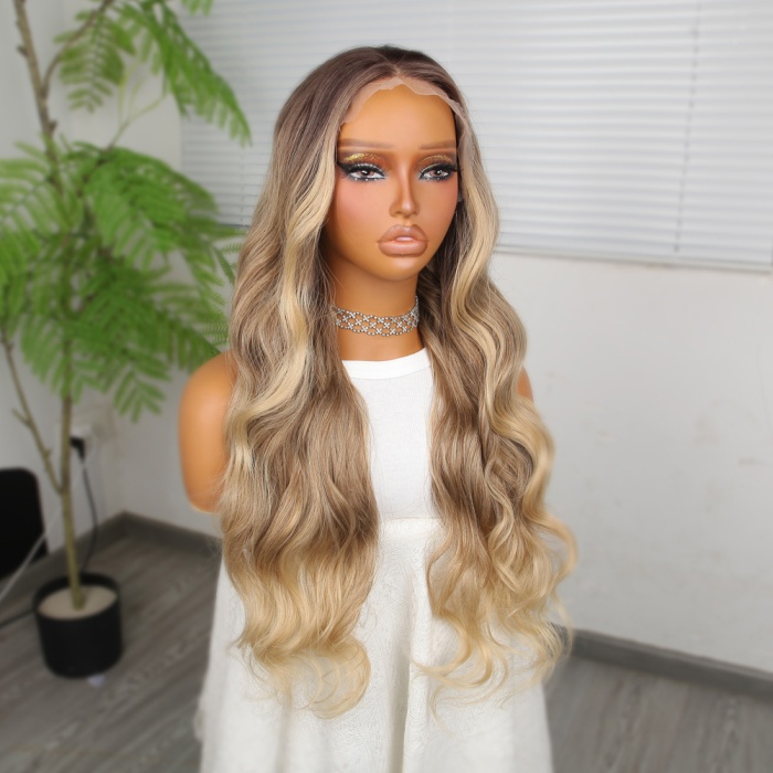 Kumral Balköpüğü Ombre ve Röfleli Tül Peruk