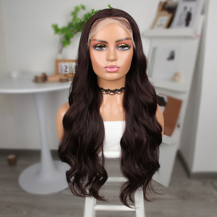 Kahve Karamel Fiber Sentetik Geniş Dalgalı Tül Peruk