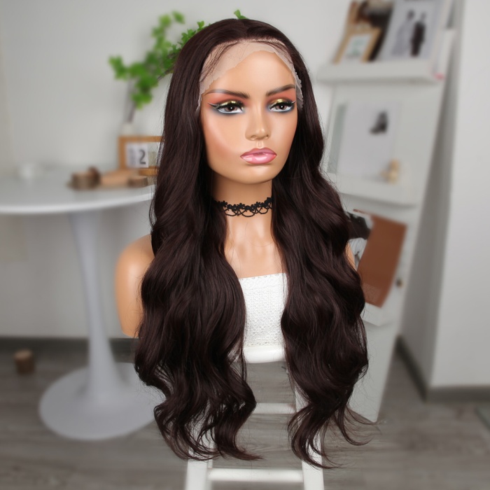 Kahve Karamel Fiber Sentetik Geniş Dalgalı Tül Peruk