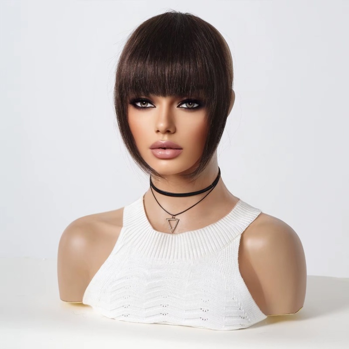 Yoğun Gerçek Saç Perçem - Koyu Kestane