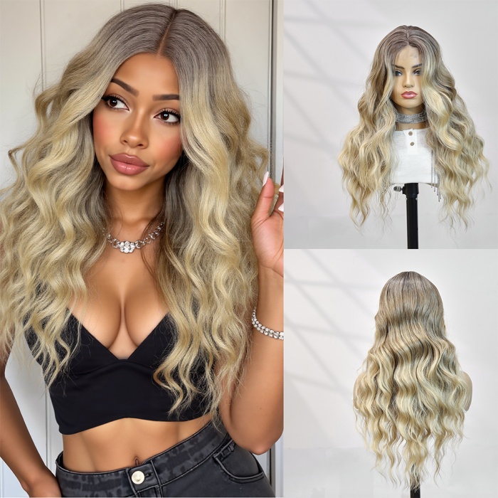 Kumral Dore Sarı Ombre ve Balköpüğü Röfleli Tül Peruk