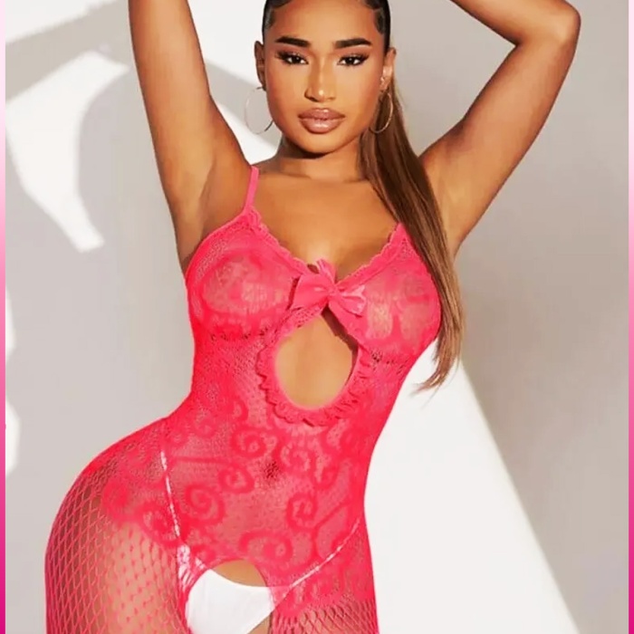 Pembe Fantezi Kadın Seksi  Vücut Çorabı