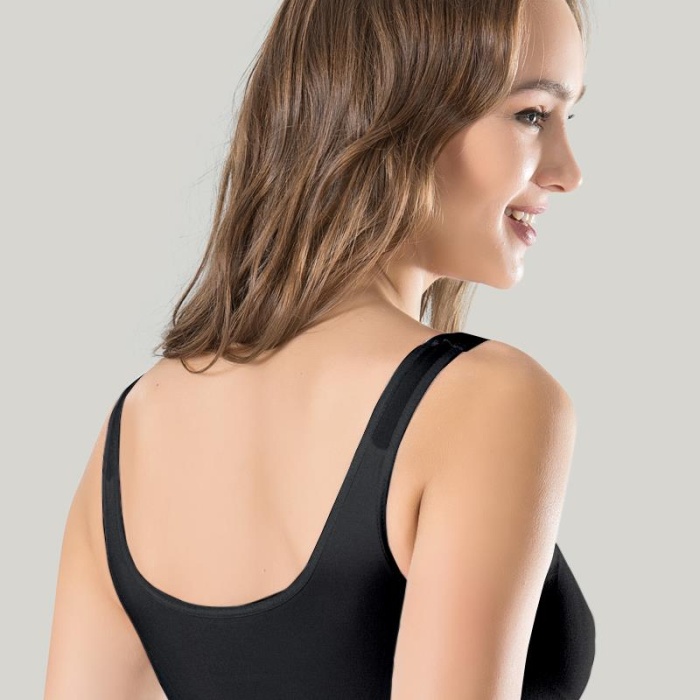 Kadın Siyah Kalın Askılı Çıkarılabilir Pedli Örme Seamless Dikişsiz Basic Büstiyer