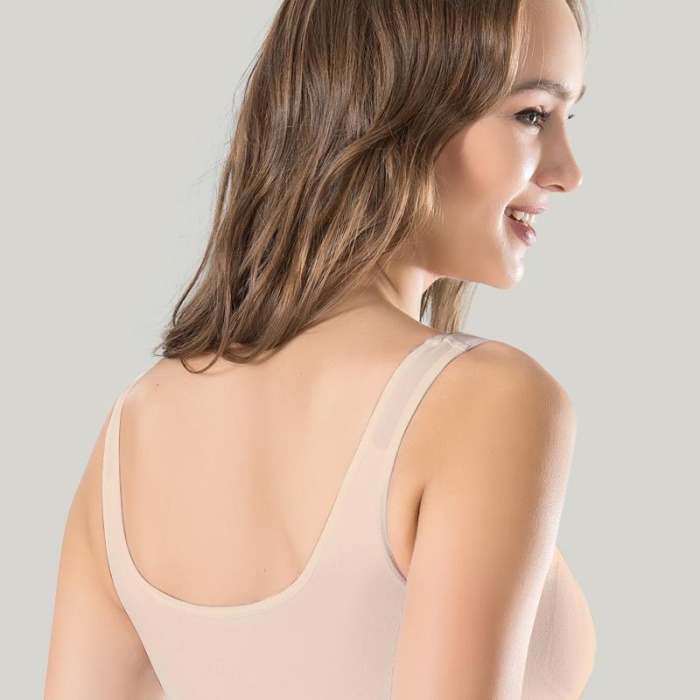 Kadın Gri Kalın Askılı Çıkarılabilir Pedli Örme Seamless Dikişsiz Basic Büstiyer