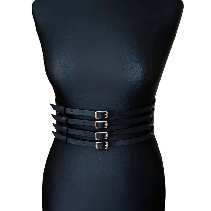 Deri Bayan Deri Dört Sırakı Bel Kemer - APFT910