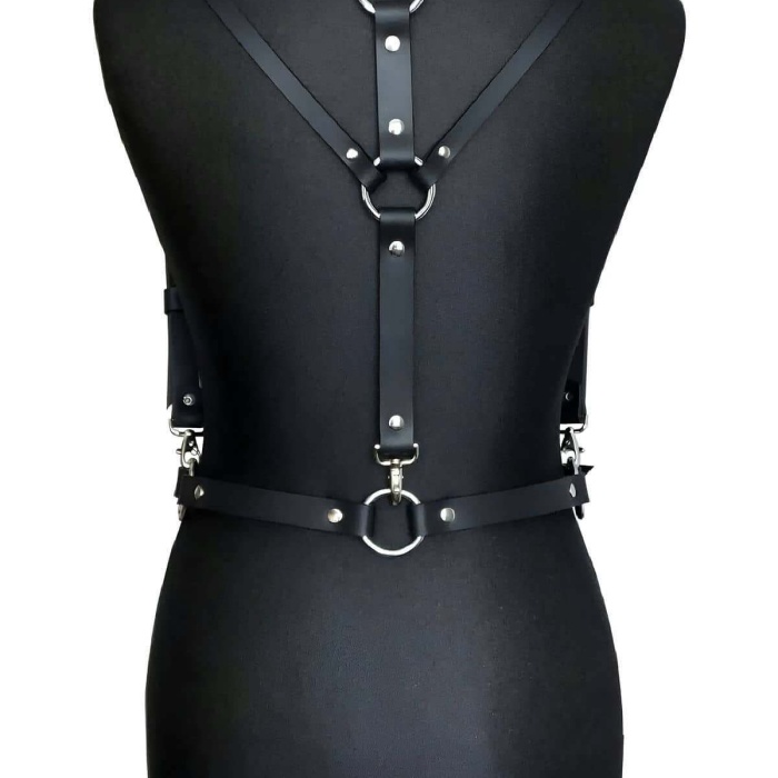 Seksi Deri Omuzdan Baglamalı Göğüs Harness - APFT916