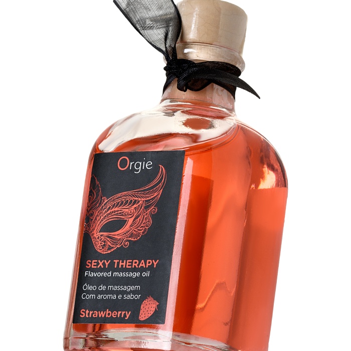 Orgie Sexy Therapy Strawberry – Çilek Aromalı Güçlendirici ve Uyarıcı Yenilebilir Masaj Yağı 150 ml