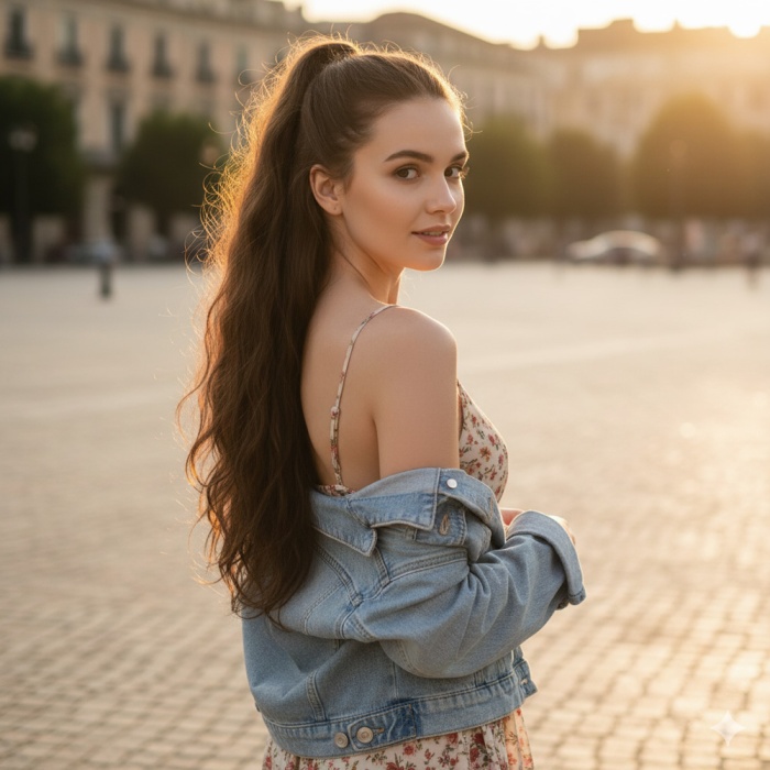 Tokalı Kabarık Dalgalı At Kuyruğu - Açık Kahve