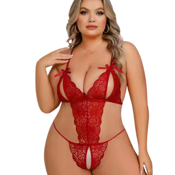 Fantezi Büyük Beden Kırmızı Dantelli Babydoll BC9250