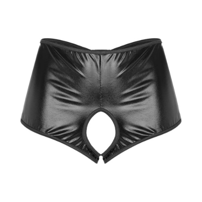 Fantezi Siyah Özel Bölgeleri Açık Parlak Külot BC0051