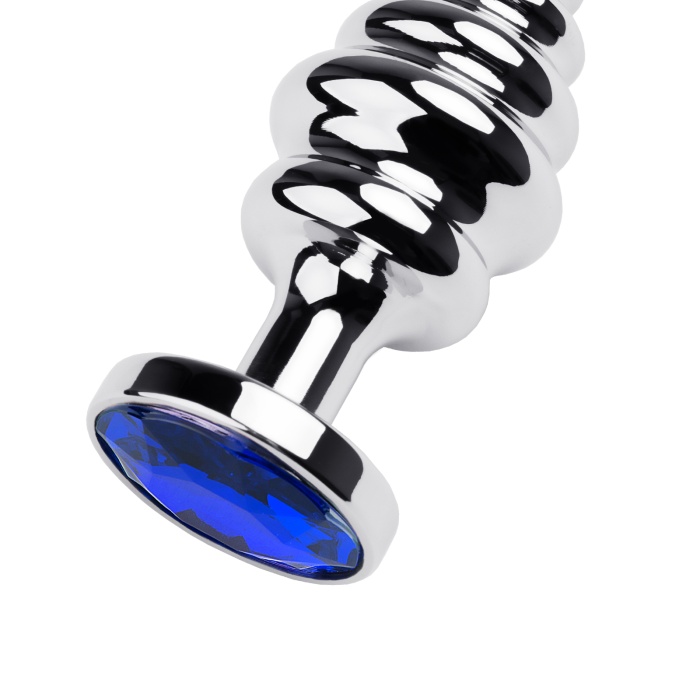 Metal by TOYFA Anal Plug, Metal, gümüş, mavi kristalli, 7,2 cm, Ø 4 cm, 130 g