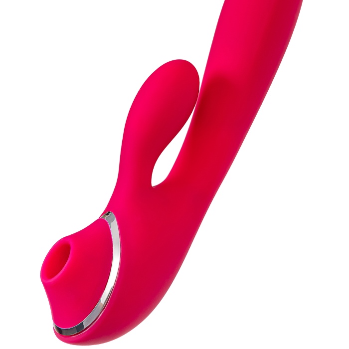 Klitoral uyarıcılı vibratör JOS Doobl, silikon, pembe, 20 cm