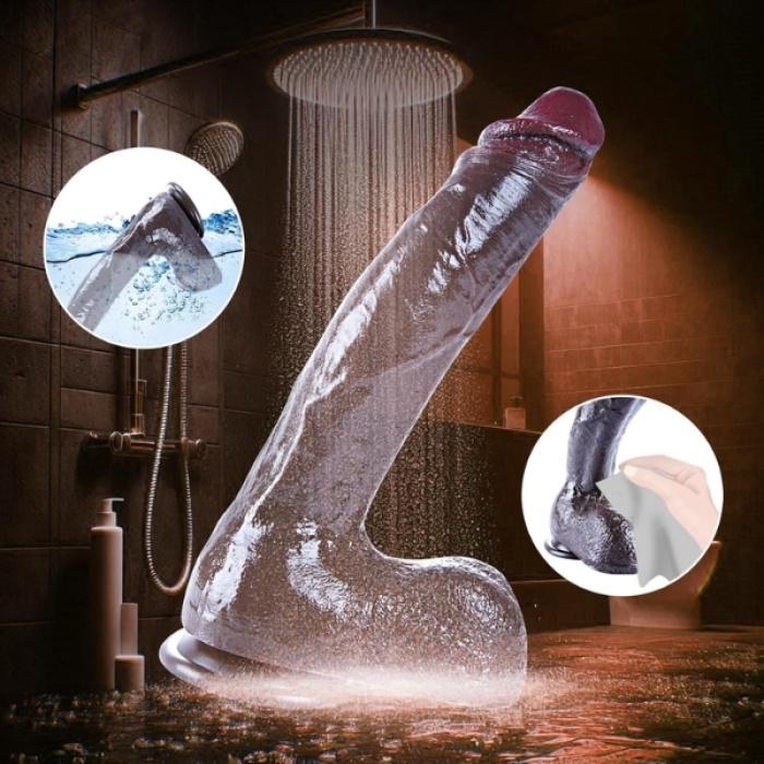 Censan 26 cm Black Giant XXL Gerçekçi Silikon Dildo – Güçlü Vakum Tabanlı, Kalın ve Esnek Tasarım