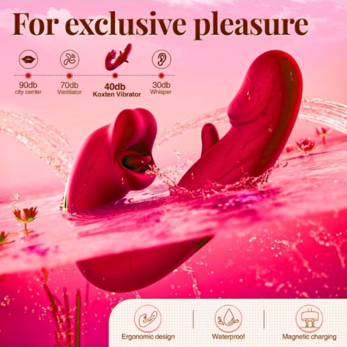 Censan 3’ü 1 Arada G Noktası ve Klitoris Vibratörü – Dil ve Emme Fonksiyonlu, Su Geçirmez Silikon Stimülatör (Kırmızı)