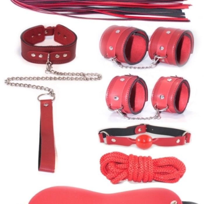Censan 7 Parça Fetiş Esaret Seti Kırmızı