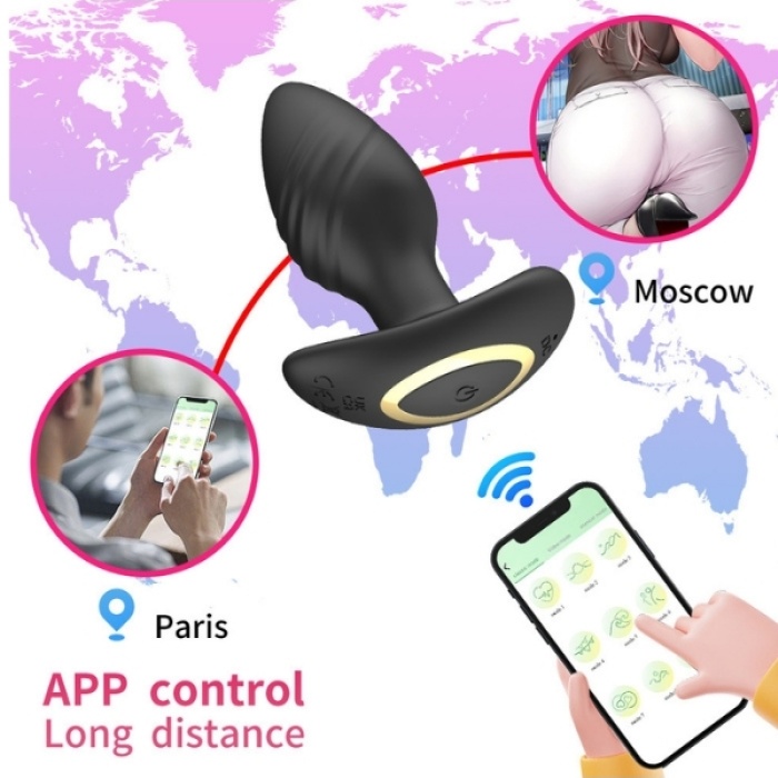 Censan Big Boat Anchor Swing – Telefon Kontrollü Titreşimli Anal Plug (Siyah)