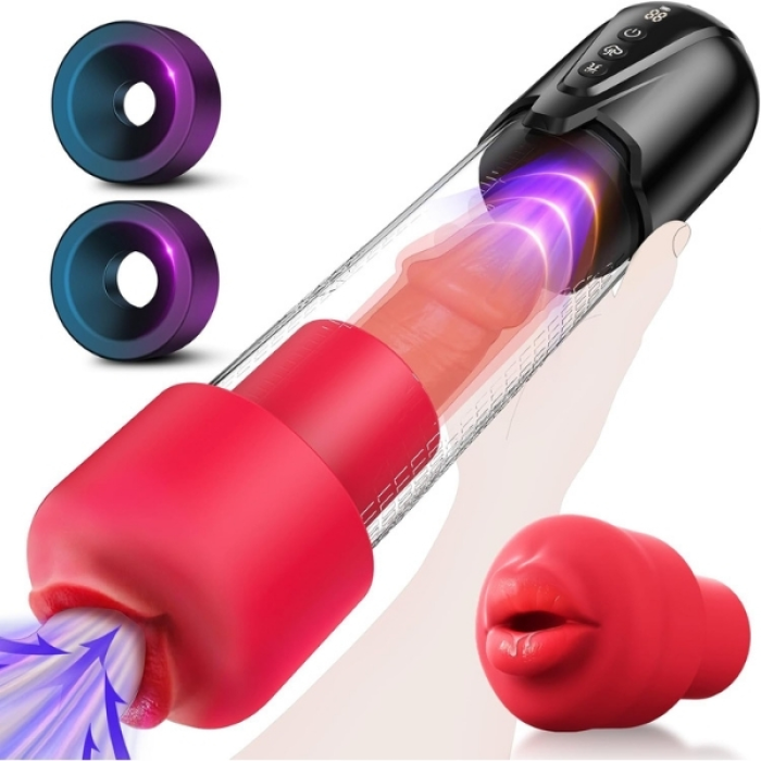 Censan Cafatop 3’ü 1 Arada Erkek Vakum Pompası ve Mastürbatörü – Elektrikli Otomatik Emiş, Penis Büyütücü ve 2 Yedek Kılıf + 3 Penis Halkası, Pembe İç Kılıf, USB Şarjlı