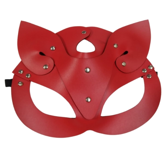 Censan Deri Kedi Kız Maskesi Kırmızı