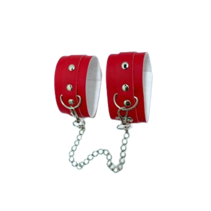 Fantezi Deri Seksi Kırmızı Kedi Maske Kelepçe Kırbaç Seti ( 3lü set) BC5367