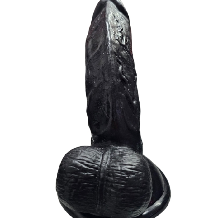 Gerçekçi Testisli Siyah Dildo 16 cm