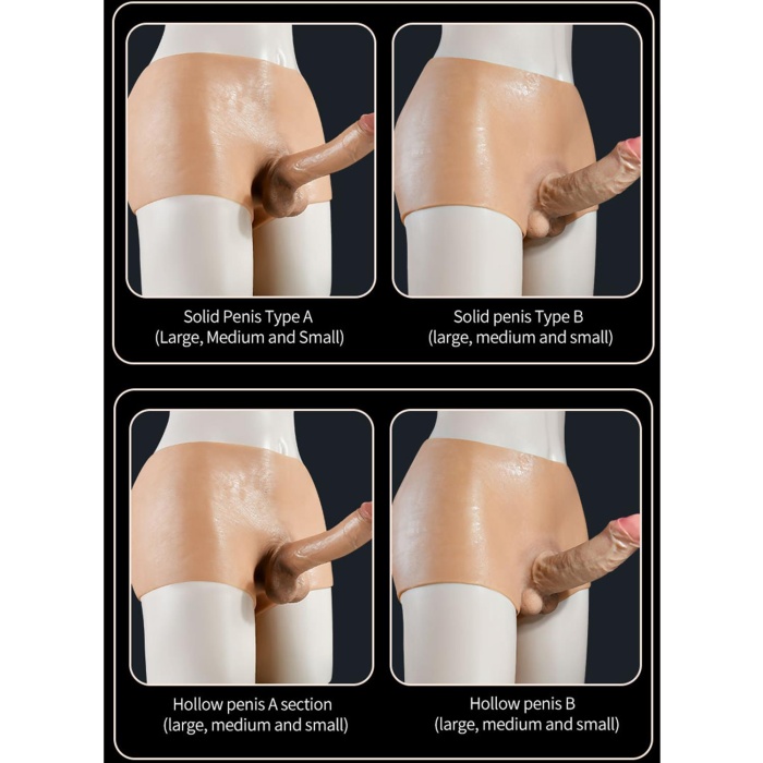 Giyilebilir Silikon Gerçekçi Dildo Pantolon Orta Boy Dolu Strapon
