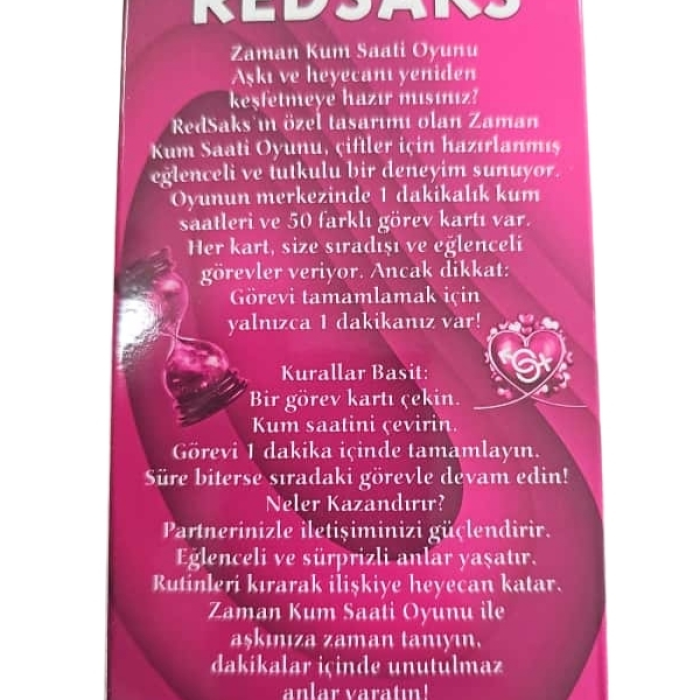 RedSaks Zaman Kum Saati Çiftler Oyunu – 1 Dakikalık Tutku ve Eğlence Görev Kartlarıyla Romantik Oyun Seti