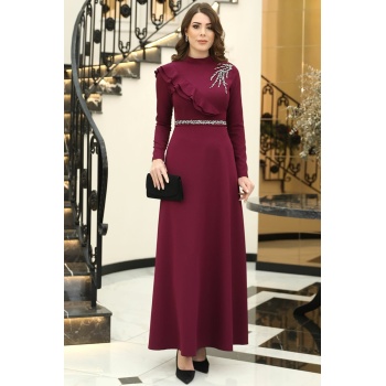 Elif Taşlı Elbise Mürdüm