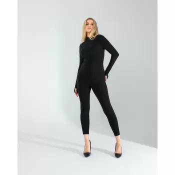 Siyah Scuba Kumaş Tulum