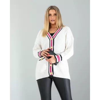 Çizgi Detay Triko Hırka