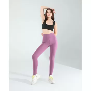 Lila Fitilli Push Up Toparlayıcı Spor Tayt