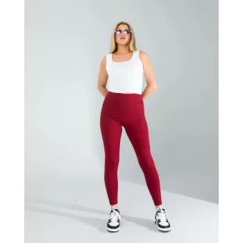 Bordo Fitilli Push Up Toparlayıcı Spor Tayt