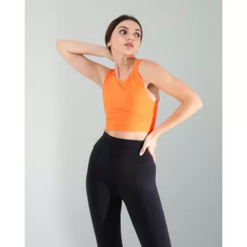 Turuncu Kalın Askılı Scuba Kumaş Crop