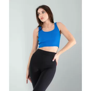 Mavi Kalın Askılı Fitilli Crop