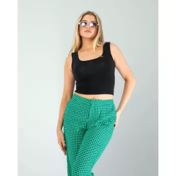 Siyah Kare Yaka Basic Bluz