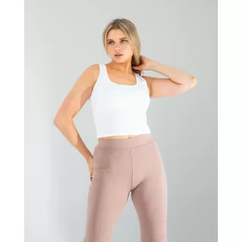 Beyaz Kare Yaka Basic Bluz