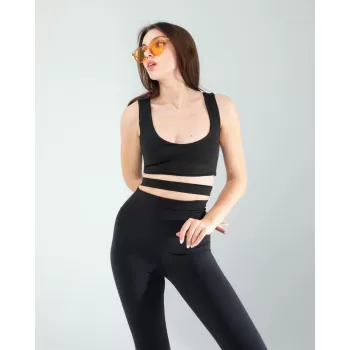 Siyah Önü Kurdeleli Askılı Dalgıç Crop