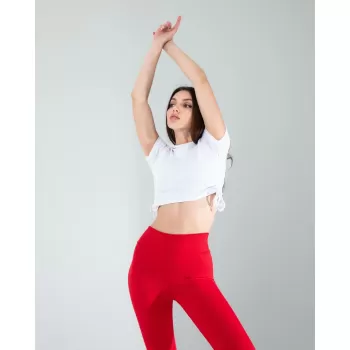 Beyaz Yandan Büzgülü Crop